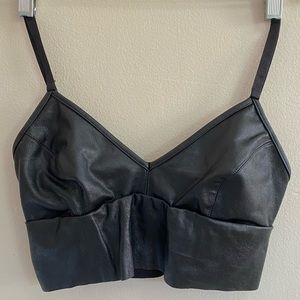 Faux Leather Longline Bralette